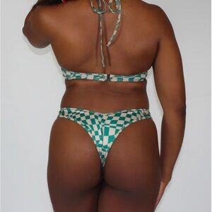 Green Geometric Bikini Brazilian Bottom Thong Back